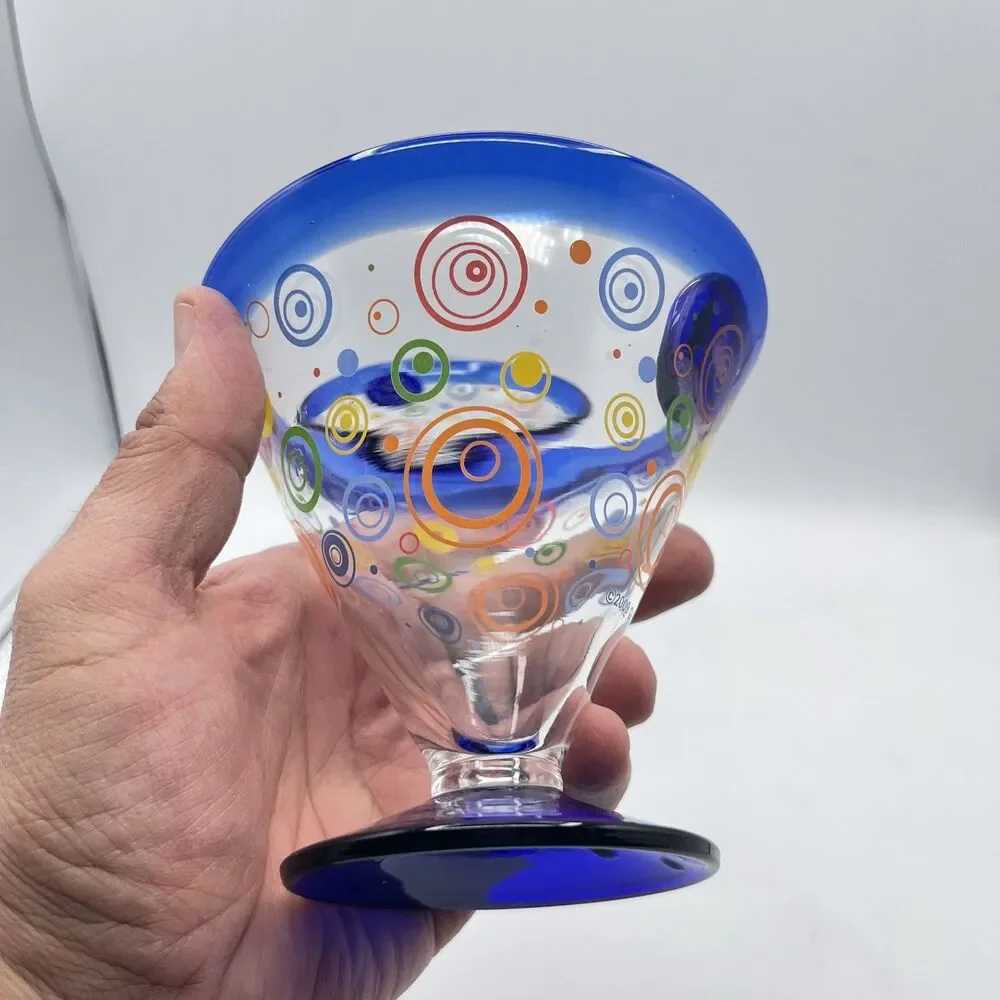 Royal Caribbean Kosta Boda Cocktail Glasses 2009 Hand blown Cobalt Blue 2